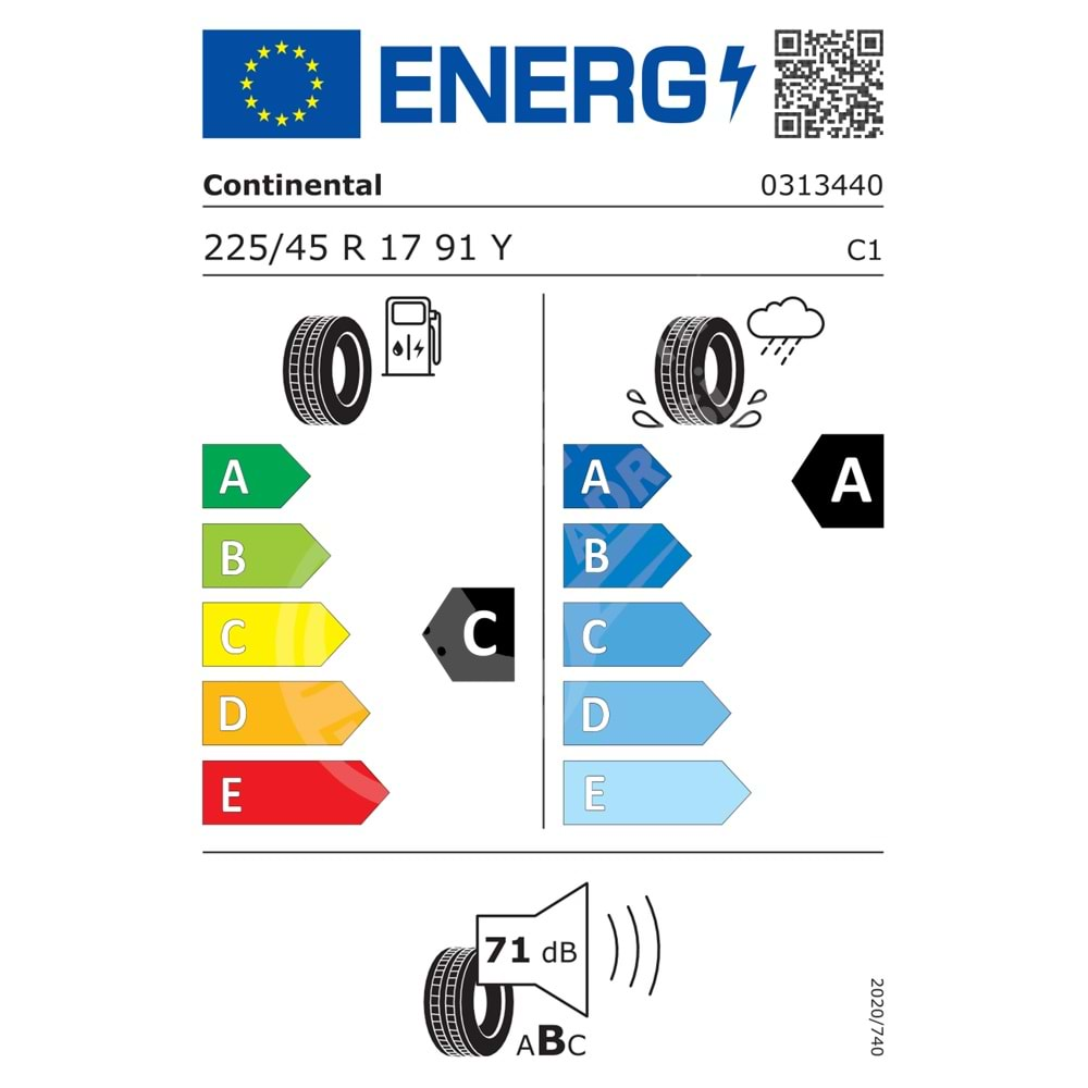 225/45R17 91Y Continental PremiumContact 6 CRM FR