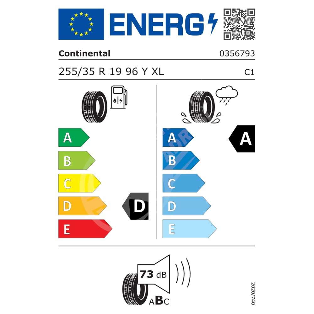 255/35R19 96Y XL Continental SportContact 5P FR AO