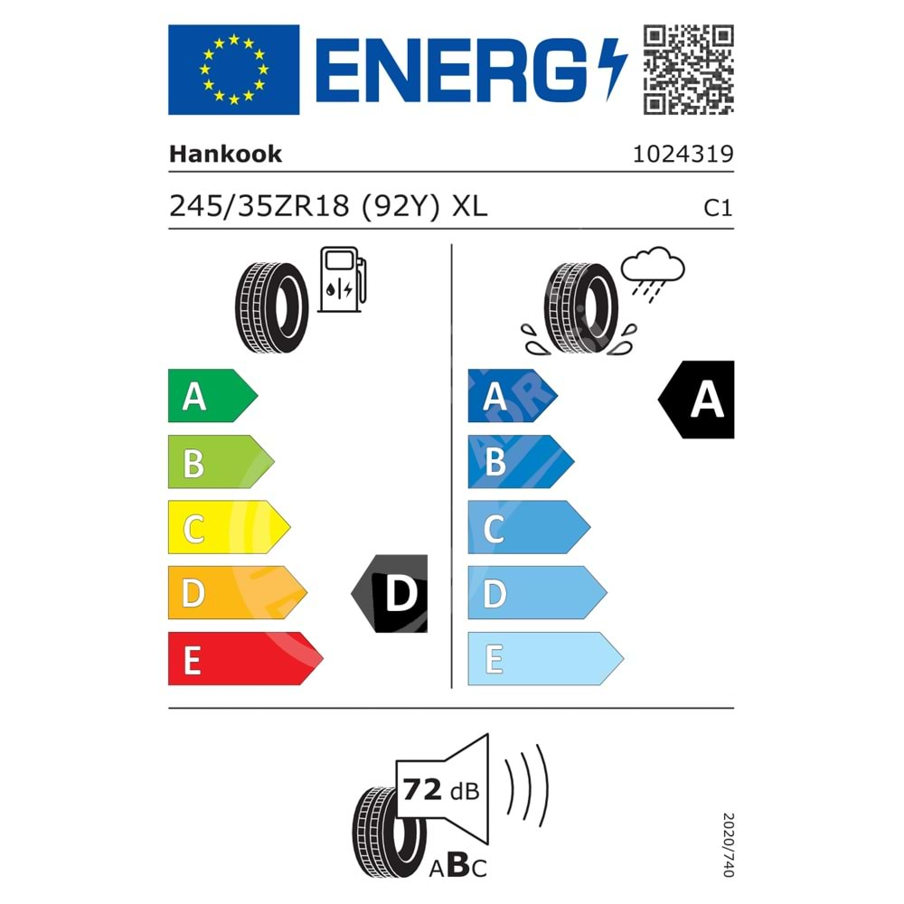 245/35R18 92Y XL Hankook Ventus S1 evo3 K127