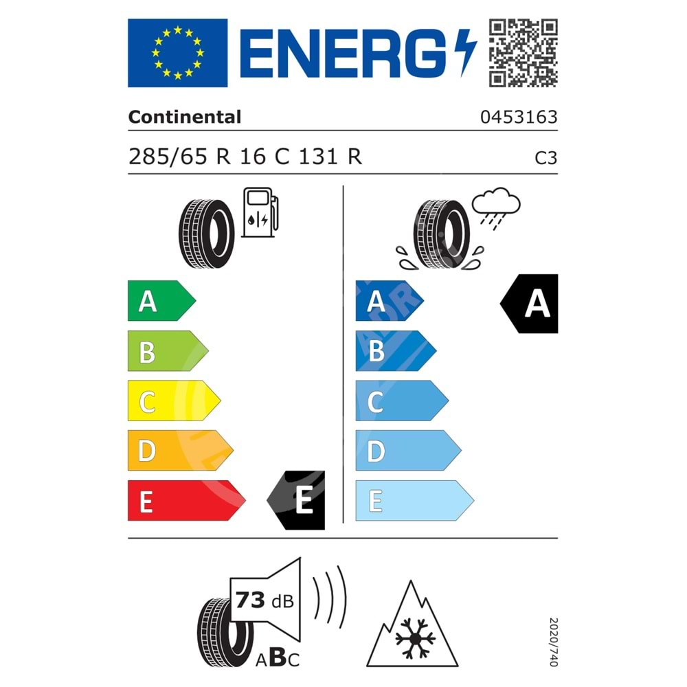 285/65R16C 10PR 131R Continental VanContactWinter M+S