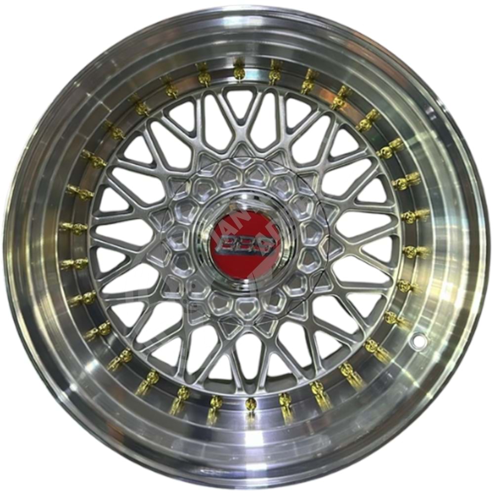 10X16 PCD 4X100 BK-942 Silver Lip Mac Gold Rivets ET12 73.1