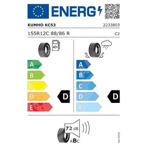 155R12C 8PR 88/86N Kumho Portran KC53