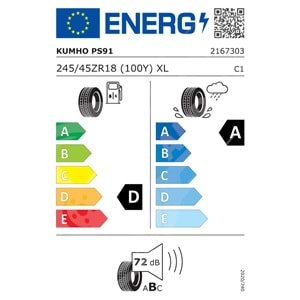 245/45R18 100Y XL Kumho Ecsta PS91