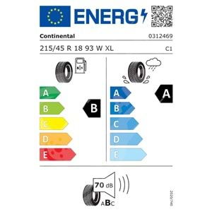 215/45R18 93W XL Continental UltraContact FR