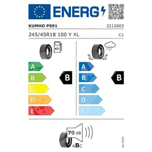 245/45R18 100Y XL Kumho Ecsta PS91 MO