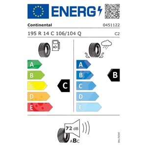 195R14C 8PR 106/104Q Continental VanContact 100