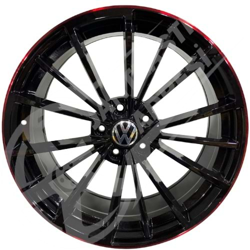 8.0X19 PCD 5X112 BK-5937 Black Red Lip ET45 57.1